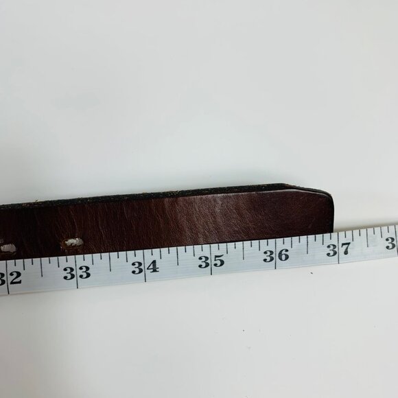 Roundtree Yorke Saddle Brown Leather Belt Sz 34 Classic Buckle Jean Casual Dress - Picture 13 of 14